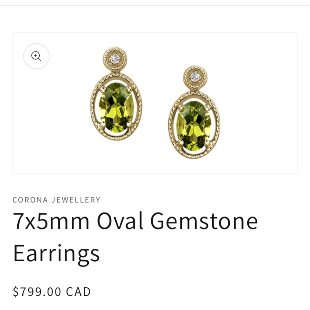 10K Gold Oval Peridot Diamond Earrings